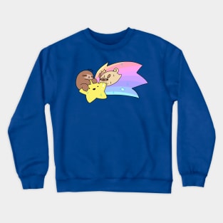 Shooting Star Sloth and Pug Crewneck Sweatshirt